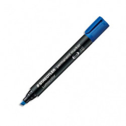 STAEDTLER Marqueur permanent pointe biseau corps plastique encre Bleue à base d'alcool ne sèche pas 350