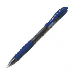 PILOT Stylo bille pointe moyenne rétractable encre gel Bleue corps plastique avec grip caoutchouc G2