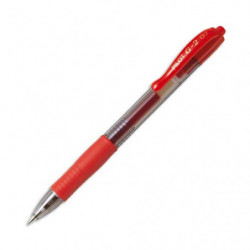 PILOT Stylo bille pointe moyenne rétractable encre gel Rouge corps plastique avec grip caoutchouc G2
