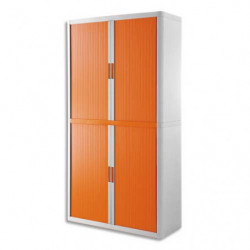 PAPERFLOW EasyOffice armoire démontable corps en PS teinté Blanc Orange - Dimensions L110xH204xP41,5 cm