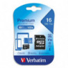 VERBATIM Carte MicroSDHC 16Go+adaptateur Class 10/U1 44082