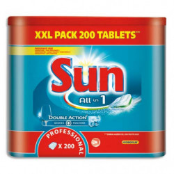 SUN PROFESSIONAL Boîte de 200 tablettes pour lave-vaisselle tout en un maxi pack