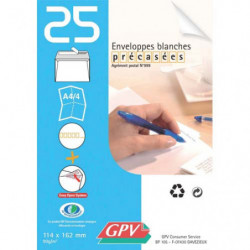 GPV Paquet de 25 enveloppes auto-adhésive 90 grammes format 110x220 mm