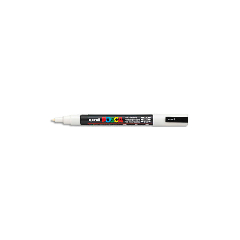 UNI POSCA Marqueur peinture à eau, encre à pigmentation Blanche, pointe fine PC3M BL