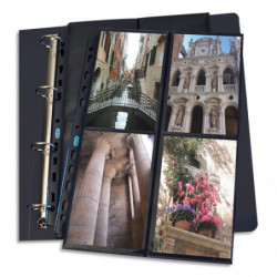 OXFORD Sachet de 10 pochettes perforées en polypro 9/100e. Format A4. 4+4 photos 10x15cm. Noir