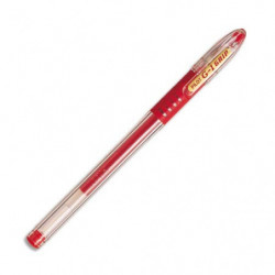 PILOT Stylo à bille pointe moyenne encre gel Rouge corps plastique avec grip caoutchouc +capuchon G1 GRIP