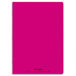 CONQUERANT C9 Cahier piqûre 24x32cm 96 pages 90g grands carreaux Seyès. Couverture polypropylène Rose