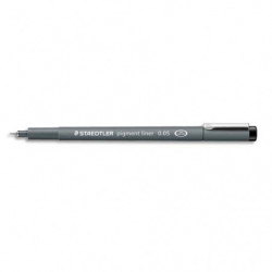 STAEDTLER Feutre pointe calibrée baguée métal 0,05mm, encre Noire pigmentée infalsifiable résiste aux UV.