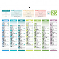 CBG Calendrier MINI 4 saisons,Janvier à Décembre 2025, 21x26,5cm, 1 trou