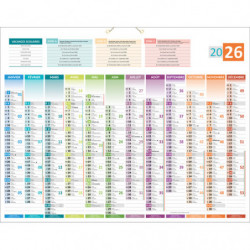 CBG Calendrier CARTE DE FRANCE, recto grille Janvier à Décembre 2025 et verso carte de France, 1 &oelig;illet