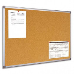 BI-OFFICE Tableau d'affichage en Liège, cadre en PVC Gris - Format : L90 x H60 cm