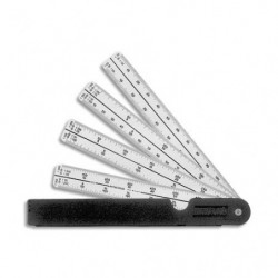 MINERVA Règle en éventail comportant 4 réglettes de couleur Blanche en pvc Blanc