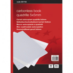PERGAMY Carnet quadrillé 5x5mm format 21x29,7cm. 50 feuilles autocopiantes en dupli