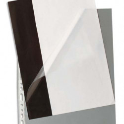 PERGAMY Boîte de 100 pochettes à ouverture en coin en polypropylène 9/100e, perforation 11 trous