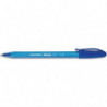 PAPERMATE Stylo bille à capuchon, pointe moyenne, corps triangulaire plastique couleur, encre ULV Bleue.