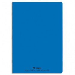CONQUERANT C9 Cahier piqûre 17x22cm 96 pages 90g grands carreaux Seyès. Couverture polypropylène Bleu