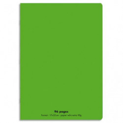 CONQUERANT C9 Cahier piqûre 17x22cm 96 pages 90g grands carreaux Seyès. Couverture polypropylène Vert