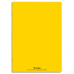 CONQUERANT C9 Cahier piqûre 21x29,7cm 96 pages 90g grands carreaux Seyès. Couverture polypropylène Jaune