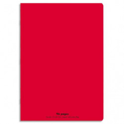 CONQUERANT C9 Cahier piqûre 21x29,7cm 96 pages 90g grands carreaux Seyès. Couverture polypropylène Rouge