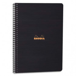 RHODIA Cahier spirale couverture Noire PP 22,5x29,7cm 160 pages 5x5 perforées 4 trous