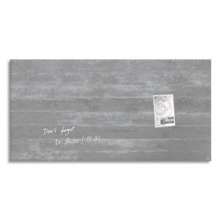 SIGEL Tableau en verre Béton structuré, magnétique 2 aimants et fixation fournis, Format : L91 x H46 cm