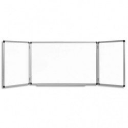 BI-OFFICE Tableau triptyque Blanc laqué, magnétique effaçable à sec, repose-stylos Format L300 x H100 cm