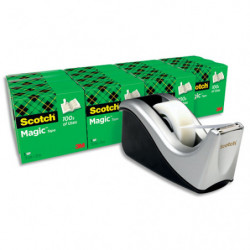 SCOTCH Lot de 16 rouleaux de ruban Magic invisible 19 mm x 33 m avec 1 dévidoir C60