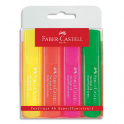 FABER CASTELL Pochette de 4 surligneurs TEXTLINER 1546, pointe feutre biseautée, assortis