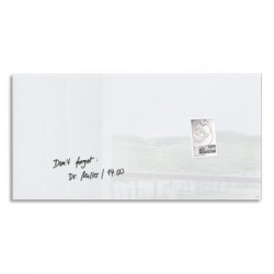 SIGEL Tableau en verre Blanc, magnétique, 2 aimants et fixation fournis, Format : L91 x H46 cm