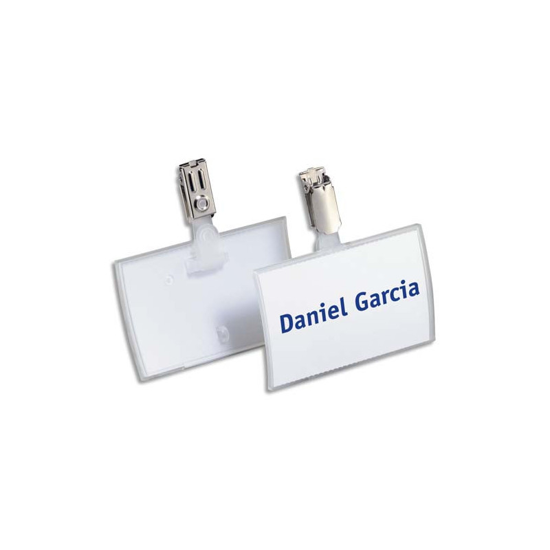 DURABLE Boîte 25 Porte-badges Click Fold en polypropylène avec clip en métal - L90 x H54 mm - Transparent
