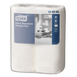 TORK Paquet de 2 rouleaux Essuie-tout Premium Extra absorbant gaufré 2 plis 64 formats 23 x 24 cm