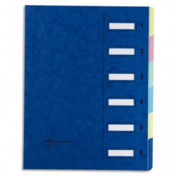 EMEY Trieur EMEY JUNIOR en carte avec système clip, 6 compartiments. Coloris Bleu.