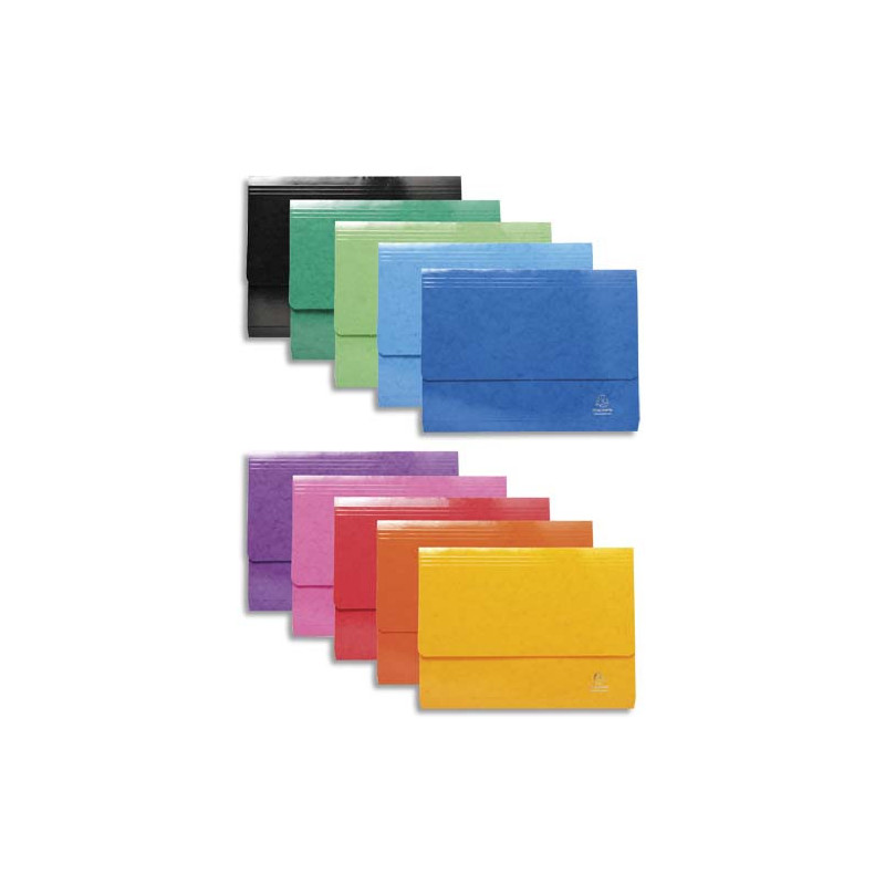 EXACOMPTA Paquet 25 chemises à poche Iderama en carte pelliculée 270g. Pour format A4. Coloris assortis