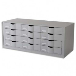 PAPERFLOW Bloc classeur à 12 tiroirs pour documents 24 x 32 cm - Dimensions L81,3 x H32,9 x P34,2 cm Gris