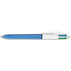 BIC Stylo bille 4 couleurs rétractables Classique. Pointe Moyenne (1,0 mm). Corps bleu