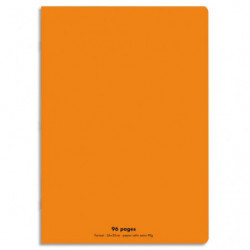 CONQUERANT C9 Cahier piqûre 24x32cm 96 pages 90g grands carreaux Seyès. Couverture polypropylène Orange
