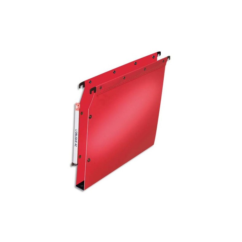 OBLIQUE AZ Paquet de 10 dossiers suspendus ARMOIRE en polypro opaque 5/10e.Fond 30, bouton-pression.Rouge