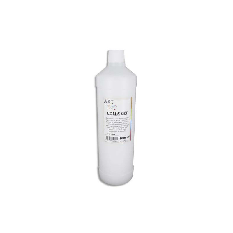 ART PLUS Flacon de 1 litre de colle gel transparente lavable, ne coule pas