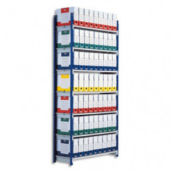 PAPERFLOW Rayonnage Rang'Eco tubulaire élément Suivant enacier,5 tablettes - Dim. L100 x H200 x P34 cm