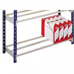 PAPERFLOW Lot de 2 tablettes tubulaire à claire-voie en acier pour rayonnage Rang'Eco de profondeur 34 cm