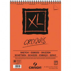 CANSON Bloc spiralé de 120 feuilles de papier dessin CROQUIS XL 90g A3