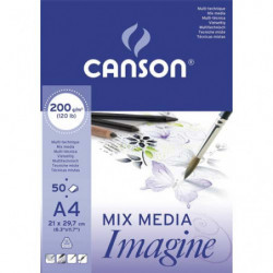 CANSON Bloc de 50 feuilles de papier dessin IMAGINE 200g A4 Blanc