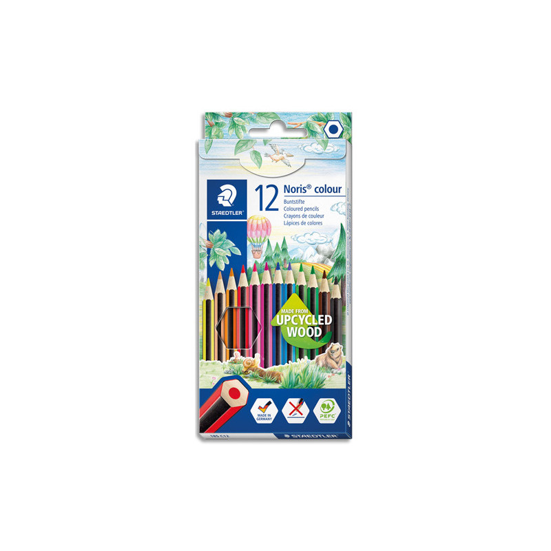 STAEDTLER Etui de 12 crayons de couleur Noris colour 185 BOIS UPCYCLED