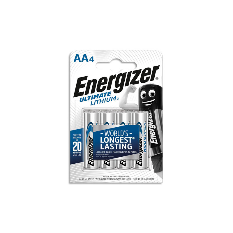 ENERGIZER Pile Ultimate Lithium AA LR6, pack de 4 piles