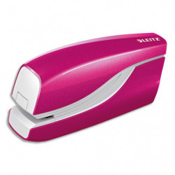 LEITZ Agrafeuse électrique WOW, fonctionnement par pile, capacité 10 feuilles, rose, 55661023