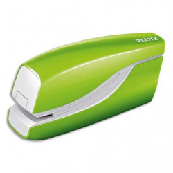 LEITZ Agrafeuse électrique WOW, fonctionnement par pile, capacité 10 feuilles, vert, 55661054