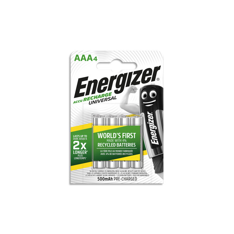 ENERGIZER Pile Universal Rechargeable AAA LR03 500 mAh, pack de 4 piles