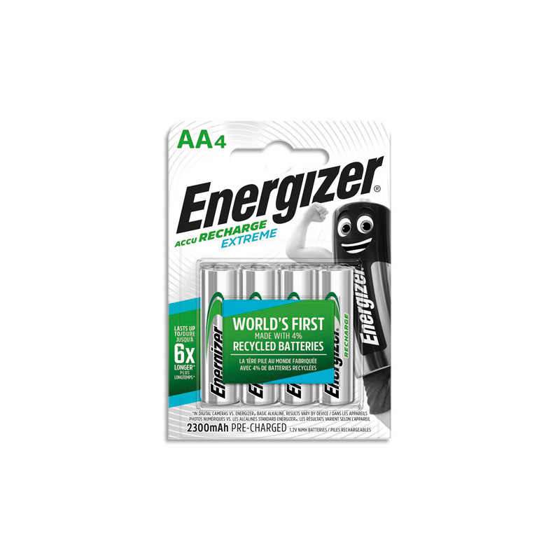 ENERGIZER Pile Extreme Rechargeable AA LR6 2300 mAh, pack de 4 piles