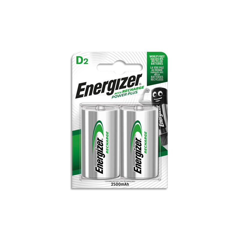 ENERGIZER Pile Power Plus Rechargeable D LR20 2500 mAh, pack de 2 piles