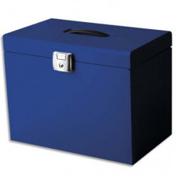 PIERRE HENRY Valise de classement en métal. Livrée avec 5 dossiers. Dim: 36,5x28x22 cm. Coloris Bleu